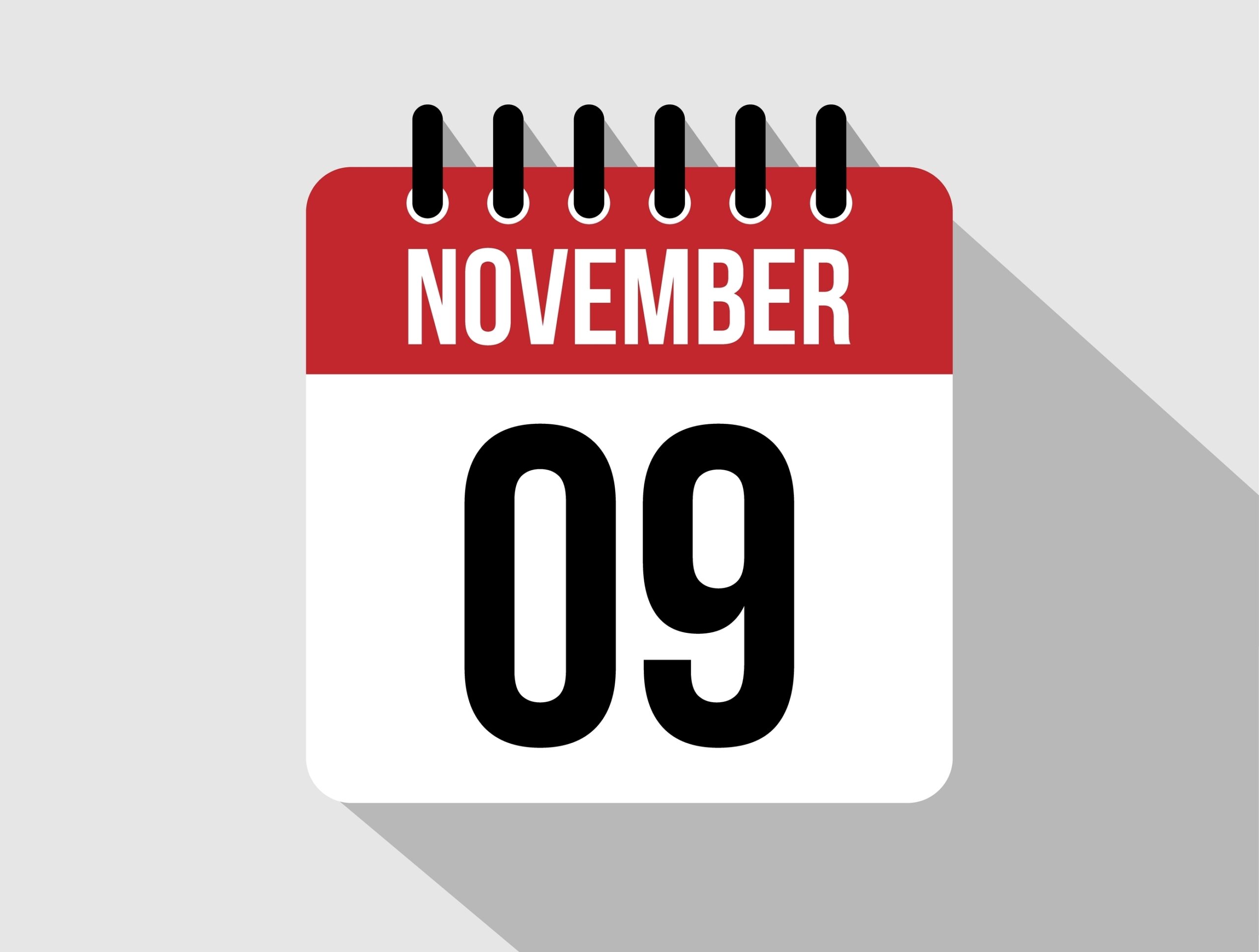 9,November,Calendar,Vector,Icon.,Red,November,Date,For,The